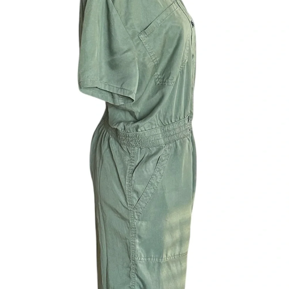 Fall JLO Style Green Khaki Button Women's Pant Jumpsuit Size Medium Boho - Picture 5 of 6